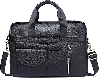 Leather Messenger Bag for Men 15.6 inch Briefcase Computer Laptop Satchel Bag Shoulder Bag for Office Business Travel