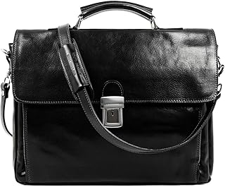 Time Resistance Leather Briefcase - Business Laptop Bag for Men - Italian Handmade Leather Bag - Messenger Bag
