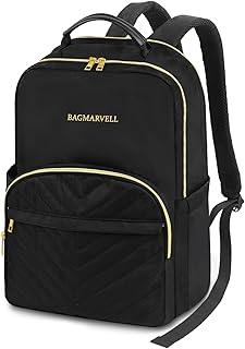 15.6 Inch Laptop Backpack for Women Men Fashion Computer Work Bag, Large Capacity Waterproof Backpack with USB Port & RFID Pockets, College Daypack Business Travel, Black, Large Laptop