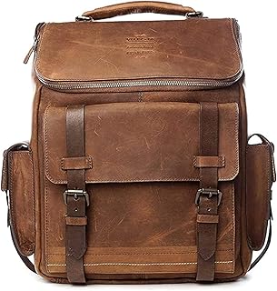 Leather Backpack for Men - 15.6 Inch Laptop Bag - Designer Bookbag - Handmade Business Casual Computer Shoulder Bags