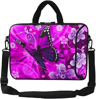 Violet Mist 11 11.6 12 13 Inch Laptop Shoulder Bag Laptop Sleeve Cute Butterfly Pattern Laptop Carrying Case Notebook Shoulder Bag Pouch Neoprene Protective Tablet Computer Sleeve Handle