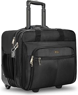 Rolling Laptop Briefcase Waterproof Computer Bag Fits Up to 17.3 Inch With Wheels and RFID Pocket for Work Travel Business Extra Zipper Lock