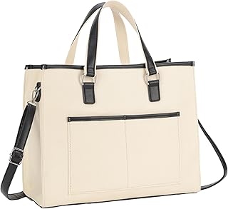 I IHAYNER Laptop Tote Bag for Women 15.6 Inch Canvas Computer Bags Women Business Office Work Bag College Shouldler Bag