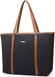 NNEE Water Resistant Nylon Laptop Tote Bag for Teacher Large Work Travel Purse fit up to 15.6 inch Laptop