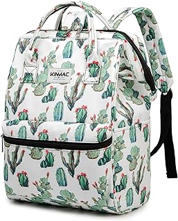 Kinmac Laptop Backpack for Women and Men, Large Capacity Travel Backpack for 15.6 inch Laptop Computer, Cactus（open Wide）, 15.6 inch, Travel Backpacks