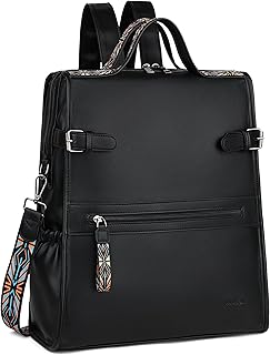 Leather Laptop Backpack for Women, Designer Ladies Work Travel Computer Backpack with Laptop Compartment