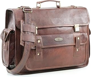 18 Inch Vintage Handmade Leather Messenger Bag Office Work Briefcase Laptop Computer Satchel for College Travel Crossbody Bag, Brown, 18 Inch