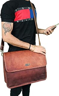 16 Inch Brown Vintage Leather Laptop Messenger Bag for Mens Leather Computer Shoulder Briefcase Bags briefcases for Men 's and Women's