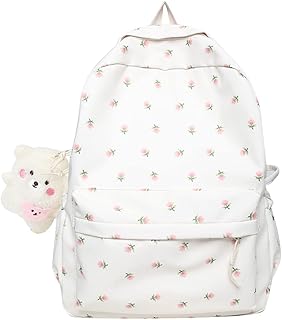 kakarin choyx Kawaii Backpack Mori Art Floral Bag With Pendant Aesthetic Backpack Cute Backpack Computer Backpack