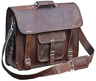 18 Inch Vintage Computer Leather Laptop Messenger Bags for Men Leather Briefcase Shoulder Bag Man & Women Bag (Brown), Brown