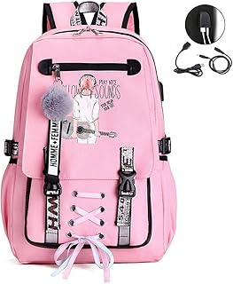 15.6 Inch USB Port Business Stylish Computer Backpack Teens Preppy Bag With Pendant