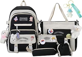 Kawaii Backpack 5Pcs Set Lightweight aesthetic backpack,Teens laptop computer cute backpacks for girls, Girls Backpack, One Size
