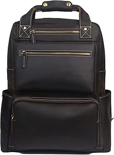 Leather Backpacks for Men 15.6" Laptop Bag Men's Leather Backpack Business Travel Hiking Shoulder Daypacks Computer Shoulder Backpack, Dark Brown, Medium, Vintage Backpack