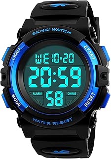 Kids Digital Sports Watch for Boys Girls, Boy Waterproof Casual Electronic Analog Quartz 7 Colorful Led Watches with Alarm Stopwatch Silicone Band Luminous Wristatches