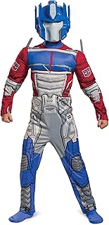 Disguise Optimus Prime Costume, Muscle Transformer Costumes for Boys, Padded Character Jumpsuit, Kids Size Small (4-6) Blue & Red