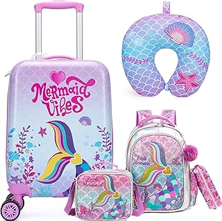 Kid’s Luggage Set Suitcase Set Girls Boys Carry on Toddler Luggage Airline Approved, 05 Pink, 16 inch