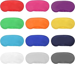 12 Pieces Multicolor Eye Mask Cover Lightweight Blindfold Sleep Mask with Nose Pad and Elastic Straps for Kids Women Men, 12 Colors