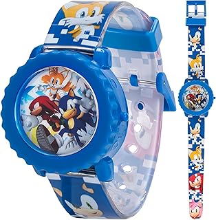 Sonic The Hedgehog - Kids Digital Watch, Quartz Movement Children Watch - LCD Display Watch Dial Flashing LED Lights, Blue Buckle Strap Band for Children, Blue