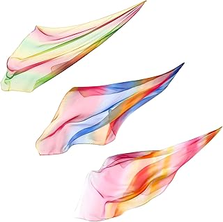 27 Inch Square Silk Play Scarf, Set of 3 Rainbow Sweet Fabric Play Scarves, Juggling Silk Dance Scarves for Kids Pretend and Creative Play, Dress Up and Childhood Fun