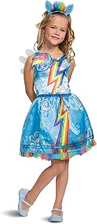 Disguise Rainbow Dash My Little Pony Costume for Girls, Children's Character Dress Outfit, Classic Kids Size Medium (7-8) Blue & Rainbow