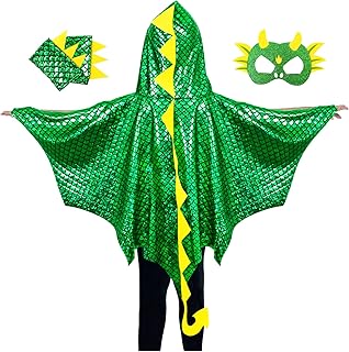 IROLEHOME Dragon-Wings-Costume for Kids Toddler Boys Dress-Up Clothes, Dinosaur-Cape and Mask Gloves as Girls Dino Party Gift