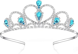 Lovelyshop Blue Gems Rhinestone Tiara for Little Kid Big Kid Prom Birthday Prinecess Crown