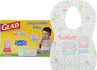 Glad Peppa Pig Paper Bibs, 30 Count with Cute Peppa Pig Design for Kids | Art & Craft Disposable Kids Bibs