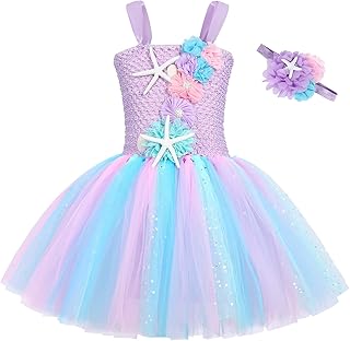 Little Girls Mermaid Tutu Skirt Toddler Kids Birthday Party Princess Costume Halloween Outifts with Headband