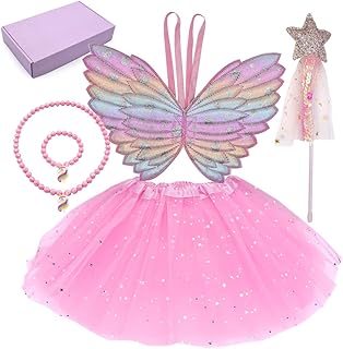 ShaqMars 4 Pcs Dress up Clothes for Little Girls Princess dress up Fairy Costume Set