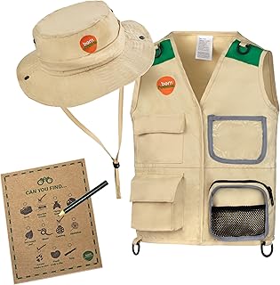 Born Toys Safari Outfit Includes Kids Safari Hat, Safari Vest, Scavenger Hunt- Perfect Dress Up & Pretend Play for Kids Fishing Vest, Paleontologist Kit for Kids, Safari Costume or Zoo Keeper Ages 3-7
