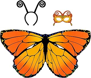 D.Q.Z Kids Monarch Butterfly-Wings for Girls Fairy Wings with Antenna Headband Mask Birthday Party Favors