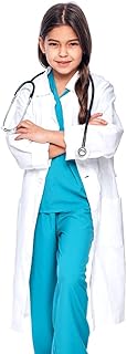Rauoawby White Lab Coat for Kids - Children's Lab Coat for Doctor Scientist & Chemistry Experiment Costume