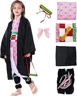 Tanjir Cosplay Costume Outfit Green Robe Kimono Black Uniform with Full Cosplay Set for Halloween