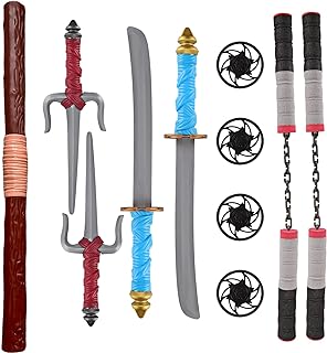 Liberty Imports Ninja Toy Weapons Kids Role Play Set with 2 Katana Swords, 2 SAIS, 2 Foam Nunchucks, 4 Shuriken and Bo Staff