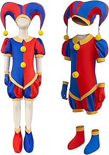Kids Circus Pomni Costume Cosplay Unisex Clown Costume for Halloween Party Dress Up