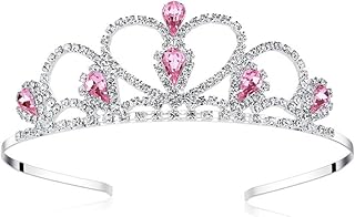 Lovelyshop Pink Gems Rhinestone Tiara, for Little Kid Big Kid Girl Prom Birthday Prinecess Party
