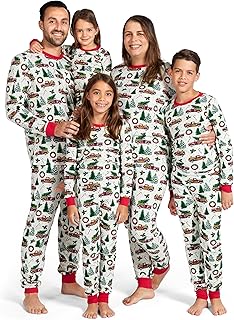 Family Matching Christmas Holiday Pajamas Sets, Snug Fit 100% Cotton, Adult, Big Kid, Toddler, Baby