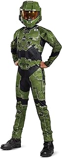 Disguise Halo Infinite Master Chief Costume, Kids Size Video Game Inspired Character Jumpsuit, Classic Child Size Medium (7-8), Green & Black (104989K)
