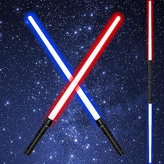 Light Saber, Light Sabers for Kids with FX Sound, 2 in 1 Expandable Light Swords Gift Set for Halloween Dress Up Parties Costume, Christmas Present, Galaxy War Fighters and Warriors