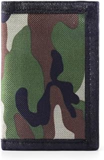 Wallet, Canvas Outdoor Sports Wallets for Kid, Lovely Wallet with Zipper for Kids- Front Pocket Wallet with Magic Sticker, 1-Green, Large Wallet