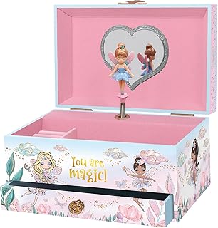 Giggle & Honey Musical Fairy Jewelry Box for Girls - Kids Music Box with Spinning Fairy and Mirror, Princess Gifts for Little Girls, Jewelry Boxes, Childrens Birthday Gift - Ages 3-10, Pink