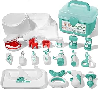 Hydeem Super Smile Toy Doctor Kit for Toddlers 3-5 Years Old Girls Boys, Kids Doctor Playset with Pretend Play Set of Dress up Costume, Teeth and Dental Accessories (24pcs)
