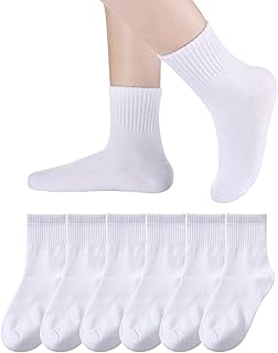 Kids Crew Athletic Socks Boys Girls Cotton School Uniform Casual Basic Socks 6 Pairs