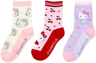 Sanrio 455245 Kids Socks, Set of 3, Socks, 6.3-7.1 inches (16-18 cm), Hello Kitty, Hello Kitty, Character