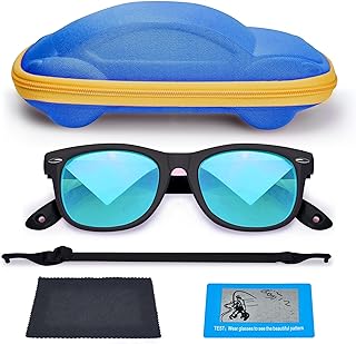 Silicon Kids Sunglasses Unbreakable Polarized UV400 with Cute Car Case For Toddler Boys and Girls 5-12