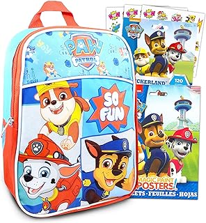 Paw Patrol Mini School Backpack For Kids ~ 3 Pc Bundle With 11" Paw Patrol School Bag, Painting Activity Pack, And Stickers | Paw Patrol School Supplies For Toddler Boys And Girls, Multicolor, Paw