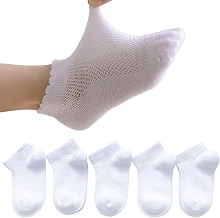 5 Pack Baby Girls Boys Mesh Thin Socks Cotton Low Cut Kids Toddler No Show Ankle Socks 1-12T Soft White/Multicolor