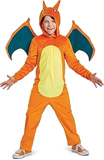 Disguise Charizard Costume for Kids, Official Pokemon Costume Hooded Jumpsuit, Child Size Small (4-6)