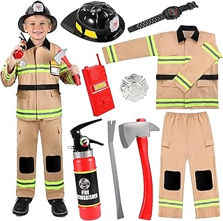 GIFTINBOX Firefighter Costume For Kids Fireman Costume For Kids With Accessories Halloween Costume For Kids Boys Role Play