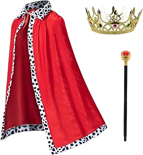 TOGROP King Costume For Kids Robe Crown Scepter Set Boys Royal Prince Cape Dress Up Cosplay